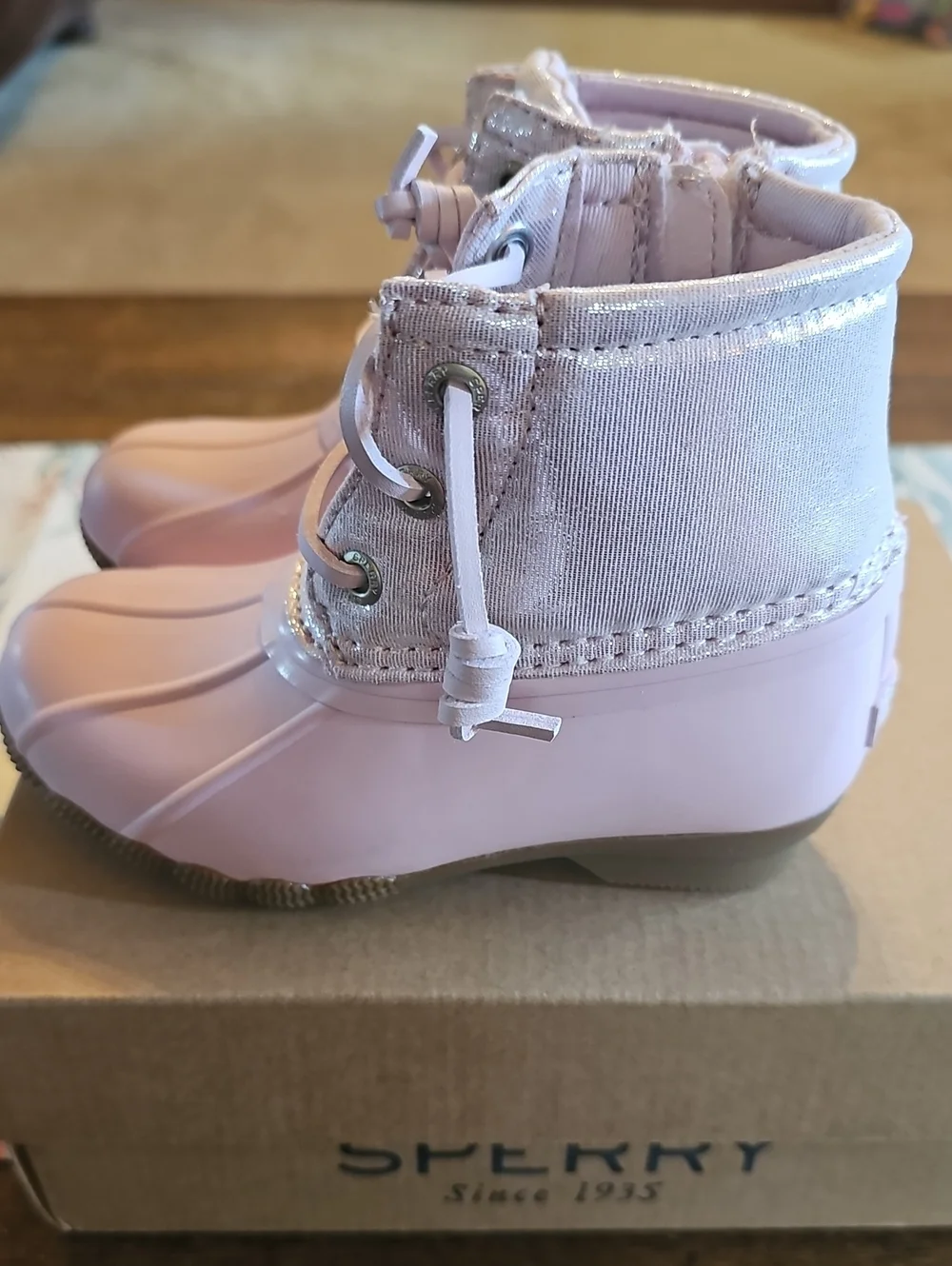 SPERRY TOP-SLIDER SALTWATER BOOT BLUSH TODDLER GIRL SIZE 8 NWB